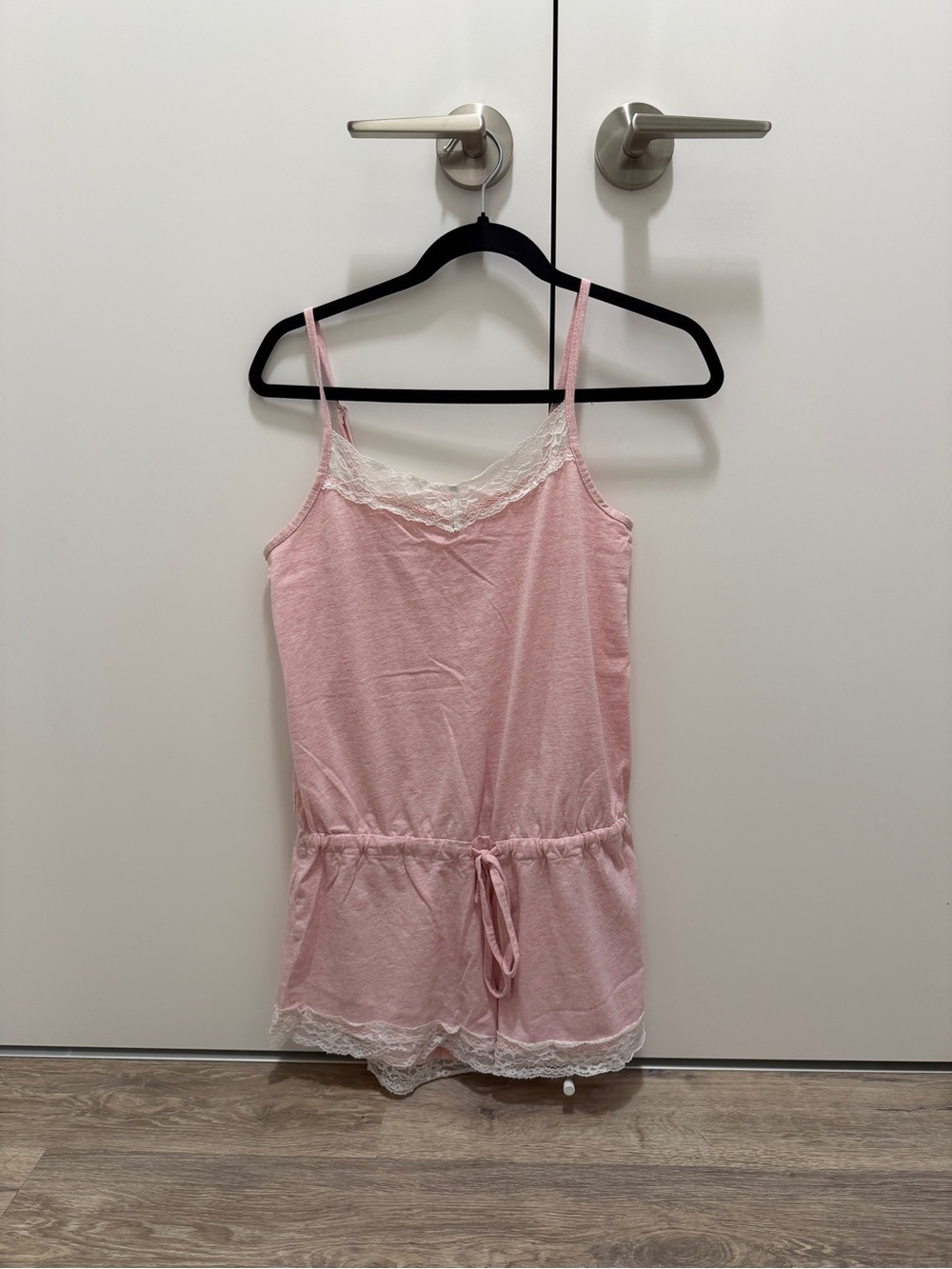 Pink Lace-Trim Romper